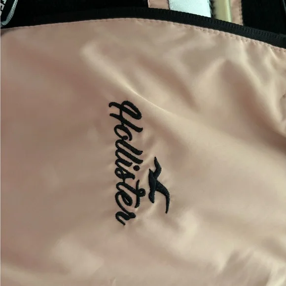 HOLLISTER XS pink/black/white Windbreaker 1/4 Zip Fleece Lined Hoodie - Picture 9 of 11